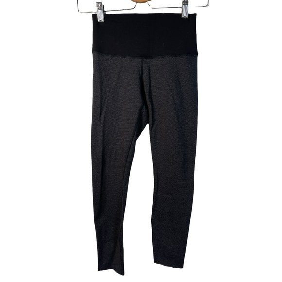 lululemon athletica Pants - Lululemon Athletica Wunder Under Wee Stripe Crop Leggings Gray Black Size 2